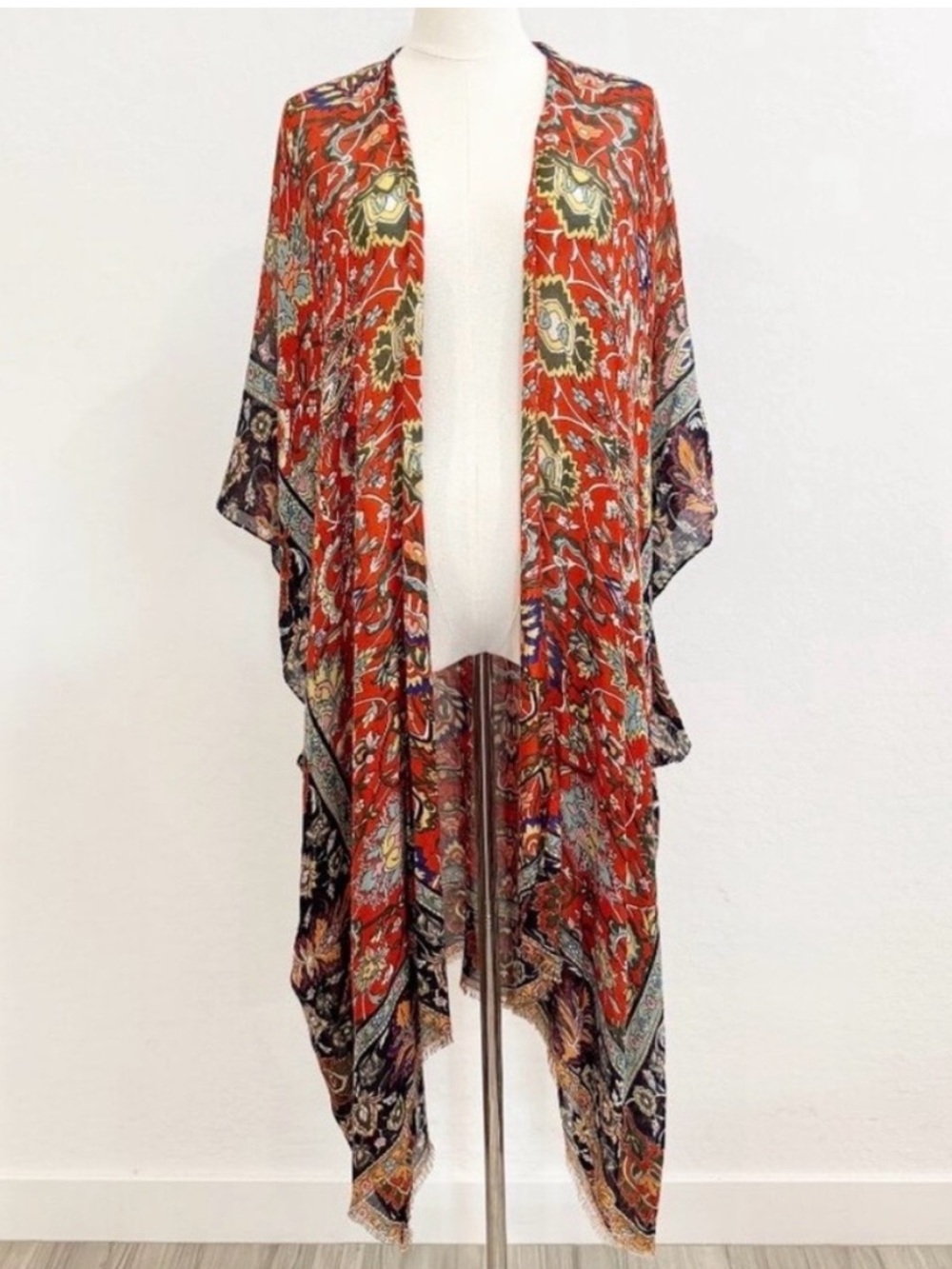 Subtle Luxury Caza Kimono Open Front Coverup Anthropologie Fall Boho Bohemian OS